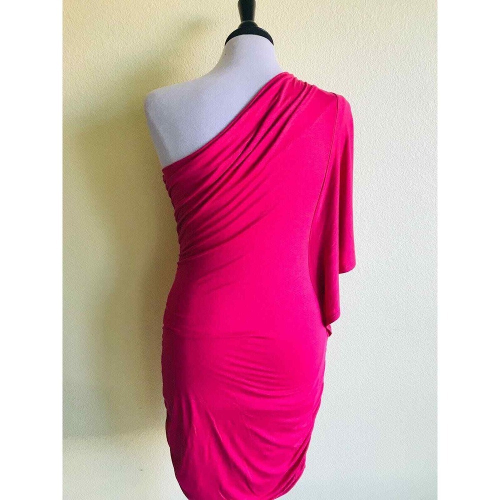 Lush One Shoulder Dress Ruched Bodycon Party Cocktail Raspberry Small NWOT - Picture 7 of 11